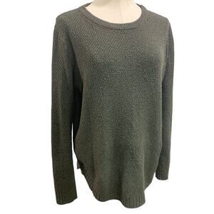 XL Pink Clover Womens Army Green Textured Cozy Sweater Pullover